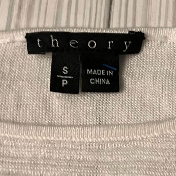 Theory Sweater Women’s Small White Sheer Tunic Lightweight Linen Blend - Picture 3 of 5